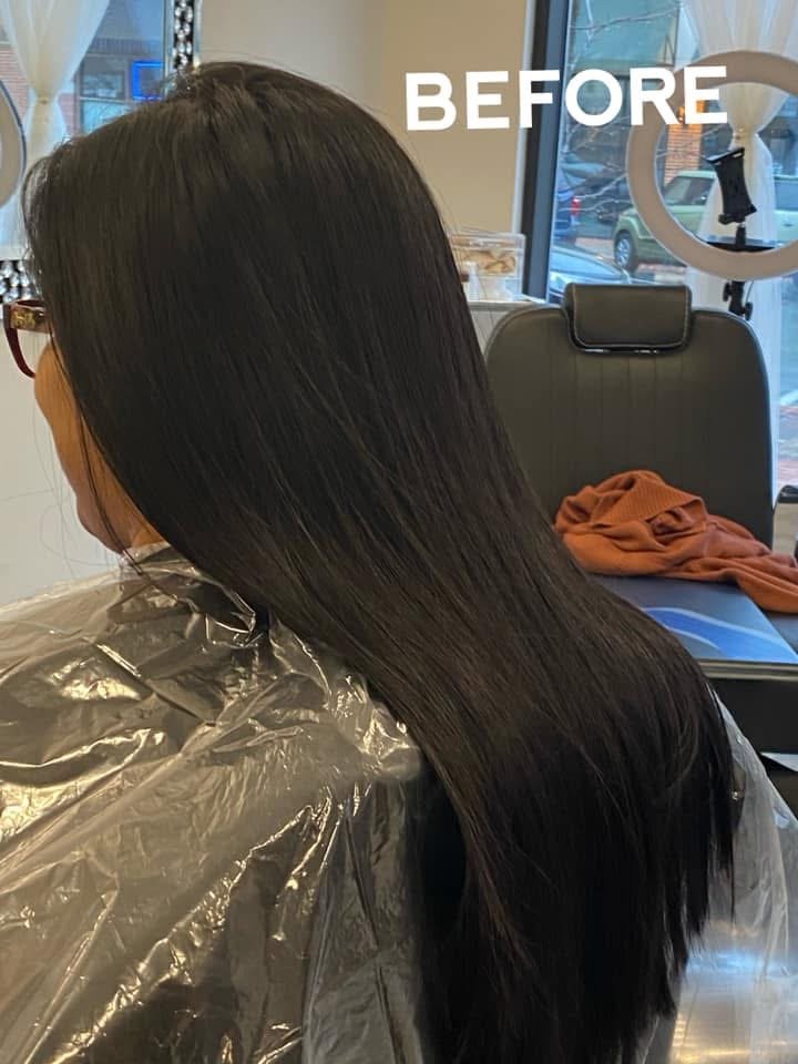 Soft, dimensional balayage — Before at MABE