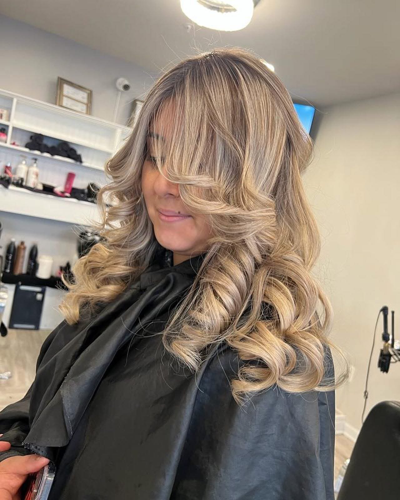 Soft, dimensional blonde balayage by MABE — Goddess of Hair Color in Manassas, VA